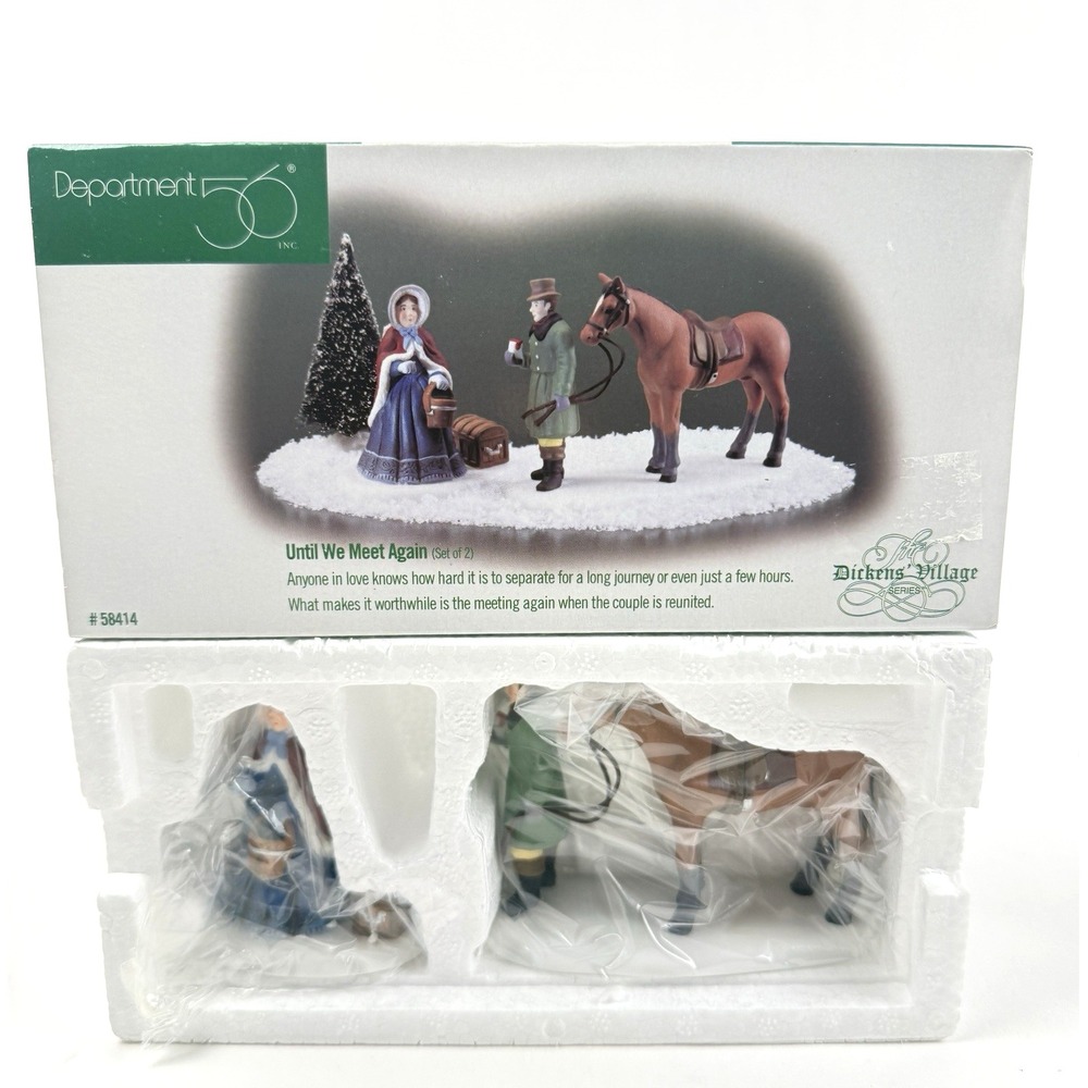 Dept 56 "Until We Meet Again" #58414 Dickens Village Victorian Couple Horse